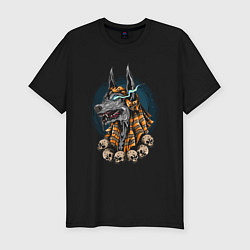 Футболка slim-fit Анубис и черепа, цвет: черный