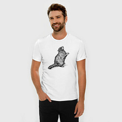 Футболка slim-fit Попрошайка енот, цвет: белый — фото 2
