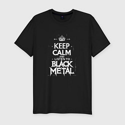 Футболка slim-fit Слушай метал, цвет: черный