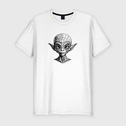 Футболка slim-fit Голова пришельца, цвет: белый