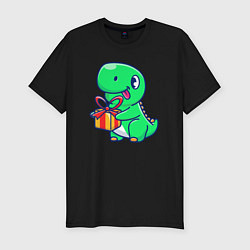Мужская slim-футболка Динозавр с подарком