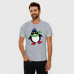 Футболка slim-fit Пингвин на коньках, цвет: меланж — фото 2