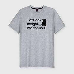 Футболка slim-fit Cats look straight into the soul, цвет: меланж