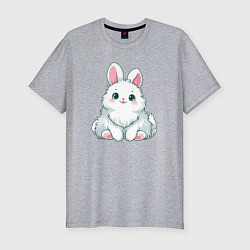Футболка slim-fit Пушистый аниме кролик, цвет: меланж