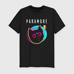 Мужская slim-футболка Paramore rock star cat