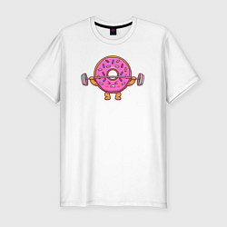 Футболка slim-fit Пончик со штангой, цвет: белый