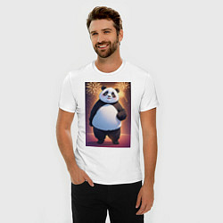 Футболка slim-fit Панда в свитере под салютом - ai art, цвет: белый — фото 2