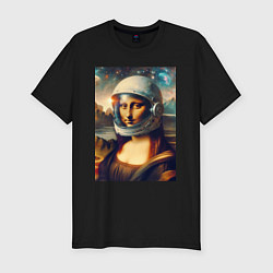 Футболка slim-fit Mona Lisa astronaut - neural network, цвет: черный