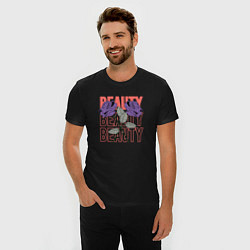 Футболка slim-fit Beauty purple flowers, цвет: черный — фото 2