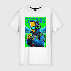 Футболка slim-fit Cyber Bart Simpson - ai art fantasy, цвет: белый