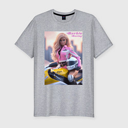 Футболка slim-fit Barbie racing - ai art, цвет: меланж