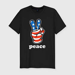 Футболка slim-fit USA peace, цвет: черный