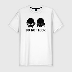 Футболка slim-fit Черный пришелец - do not look, цвет: белый