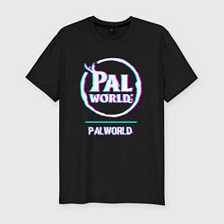 Футболка slim-fit Palworld в стиле glitch и баги графики, цвет: черный