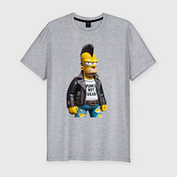 Футболка slim-fit The harsh Homer Simpson - punks not dead, цвет: меланж