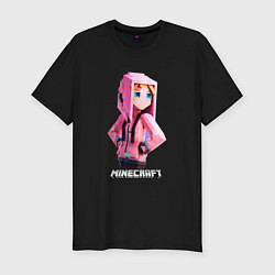 Футболка slim-fit Minecraft персонаж девушки в костюме, цвет: черный