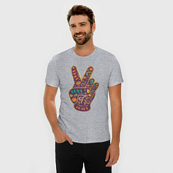 Футболка slim-fit Free love peace, цвет: меланж — фото 2
