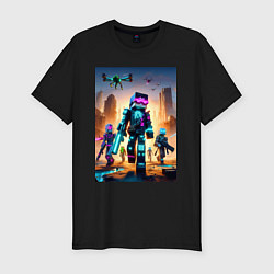 Футболка slim-fit Minecraft - cyberpunk ai art fantasy, цвет: черный