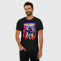 Футболка slim-fit Cyberpunk and Minecraft - ai art collaboration, цвет: черный — фото 2