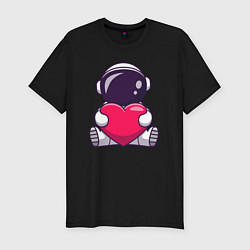 Футболка slim-fit Космонавт и сердце, цвет: черный