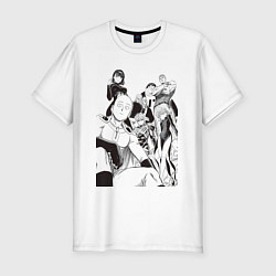 Футболка slim-fit Ванпанчмен Сайтама Генос Фубуки Бэнг, цвет: белый