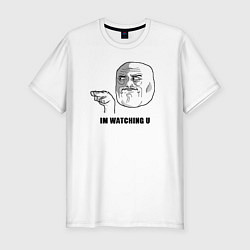 Футболка slim-fit Im watching u meme, цвет: белый