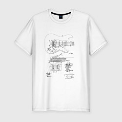 Футболка slim-fit Чертеж гитары fender, цвет: белый