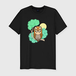 Футболка slim-fit Милая маленькая сова, цвет: черный