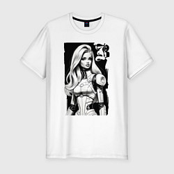 Футболка slim-fit Barbie - sketch ai art, цвет: белый