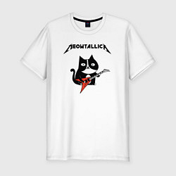 Футболка slim-fit Meowtallica cat, цвет: белый