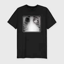 Футболка slim-fit Котик в ребрах, цвет: черный