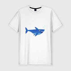 Футболка slim-fit Синяя акула, цвет: белый