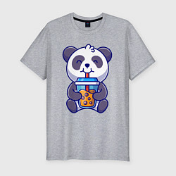 Футболка slim-fit Drinking panda, цвет: меланж