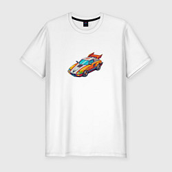Футболка slim-fit Игрушечный гоночный автомобиль, цвет: белый