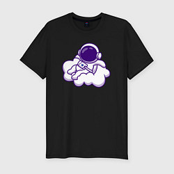 Футболка slim-fit Космонавт на облачке, цвет: черный