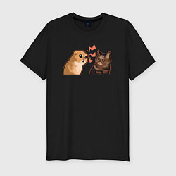 Футболка slim-fit Недовольный и грустный кот - Talking Cats, цвет: черный