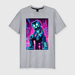 Футболка slim-fit Minecraft - dude in the neon city, цвет: меланж