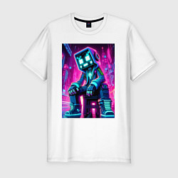 Футболка slim-fit Minecraft - dude in the neon city, цвет: белый