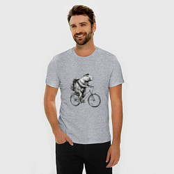 Футболка slim-fit Капибара на велосипеде в черном цвете, цвет: меланж — фото 2