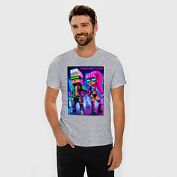 Футболка slim-fit Barbie and Ken - Minecraft 2099 ai art collaborati, цвет: меланж — фото 2