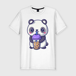 Футболка slim-fit Panda drink, цвет: белый