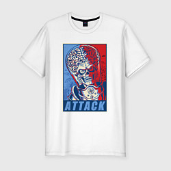 Футболка slim-fit Attack brain-alien, цвет: белый