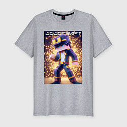 Мужская slim-футболка Jojo and Minecraft - collaboration ai art