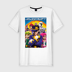 Футболка slim-fit Minecraft and Jojo collaboration - ai art, цвет: белый