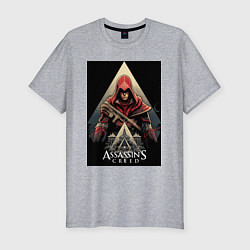 Мужская slim-футболка Assassins creed красный костюм