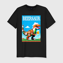 Мужская slim-футболка Beersaur - pixel art