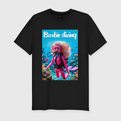 Футболка slim-fit Barbie diving - ai art, цвет: черный