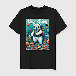 Футболка slim-fit Polar bear diving - ai art, цвет: черный