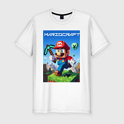 Футболка slim-fit Minecraft and Mario - ai art collaboration, цвет: белый