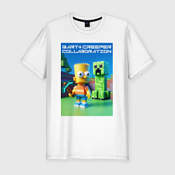 Футболка slim-fit Bart and Creeper - collaboration ai art, цвет: белый